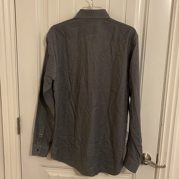 Calibrate Mens button down Dress Shirt 16 34-35. Black, gray,& white houndstooth - Picture 6 of 11